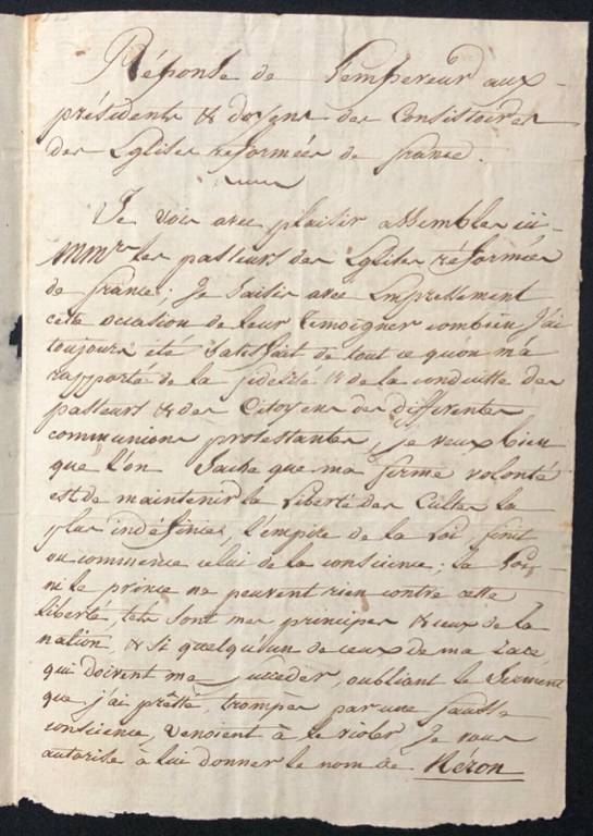 Napoléon Bonaparte serment aux protestants An XIII 1804 L de Guizot Protestant | Puces Privées