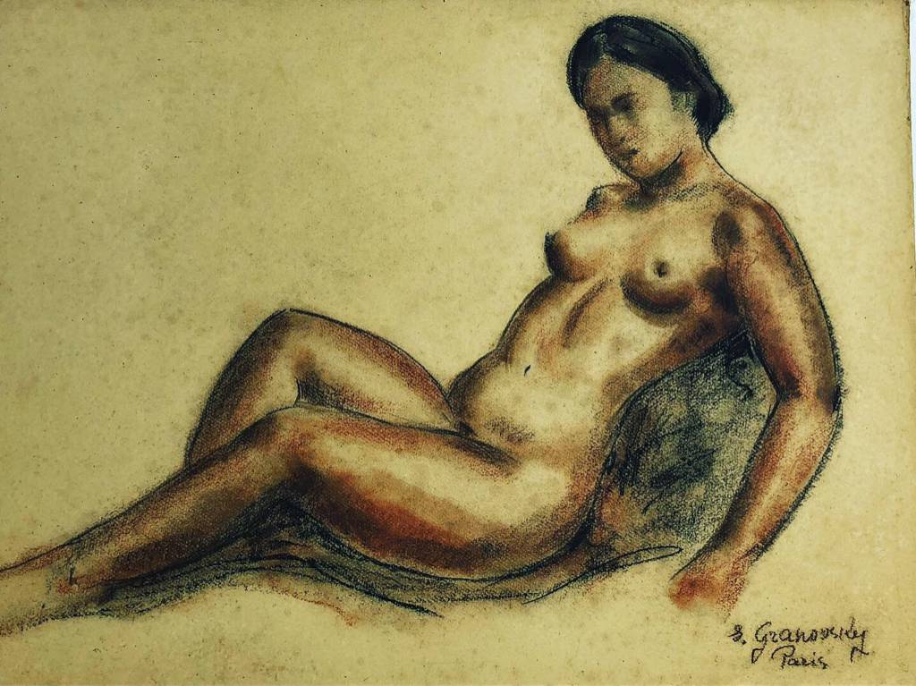 SAM GRANOVSKY 1889- 1942 NU DE FEMME AU FUSAIN sur carton .62 cm x 47 cm | Puces Privées