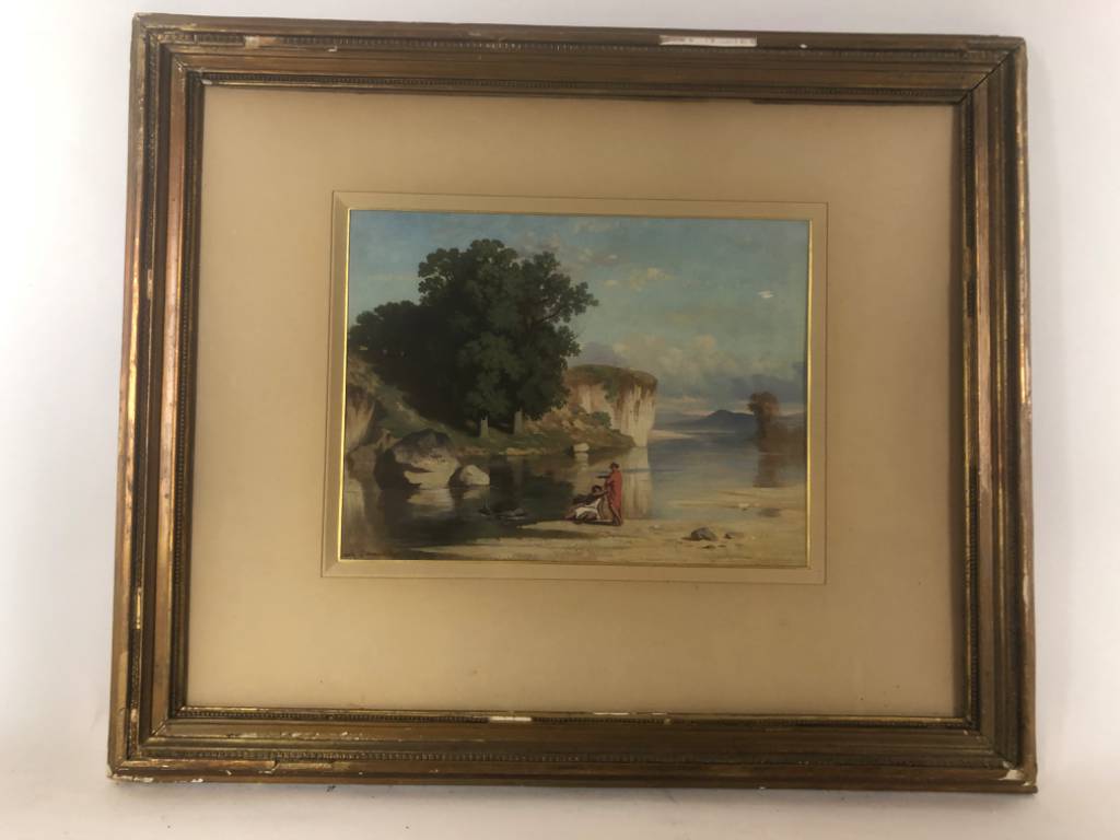 ACHILLE BENOUVILLE 1815-1891 gouache, paysage d’Italie - XIXème siècle | Puces Privées