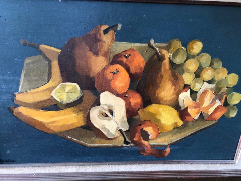 PEINTURE NATURE  MORTE  CUBISTE SIGN  XX me HUILE  SUR TOILE 