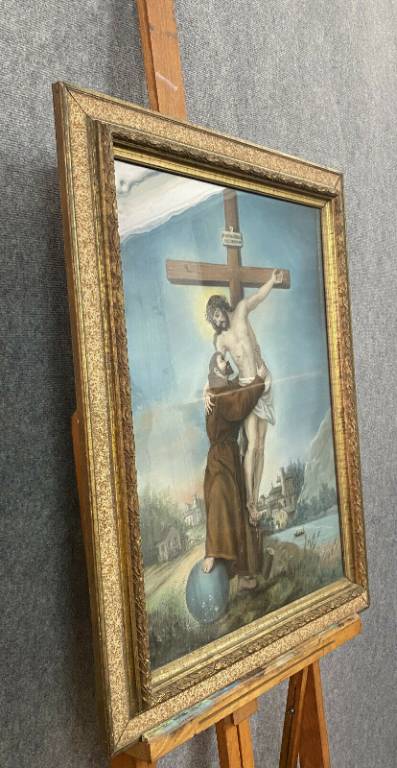 École Française du XIXeme  Magnifique pastel figurant le Christ en croix  situé et daté 1896 | Puces Privées