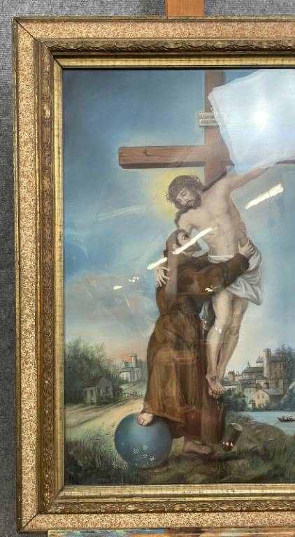 École Française du XIXeme  Magnifique pastel figurant le Christ en croix  situé et daté 1896 | Puces Privées