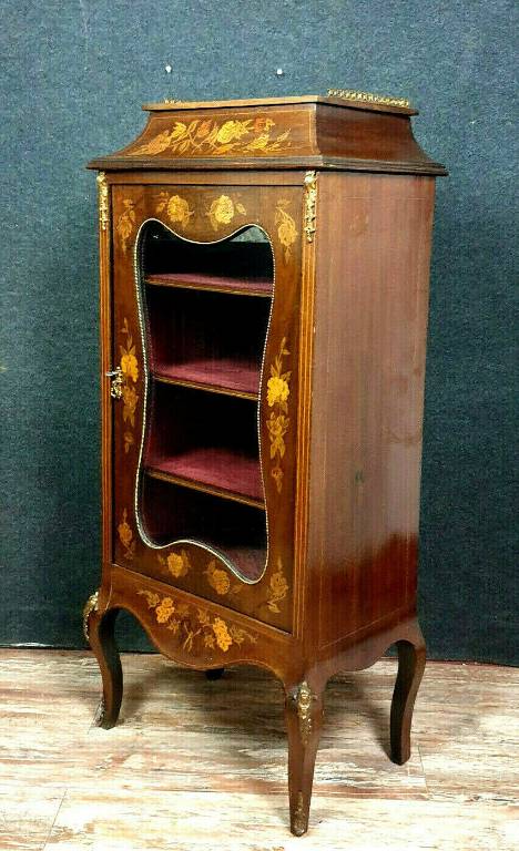 Magnifique bibliothéque d'apparat Louis XV en marqueterie de bois précieux | Puces Privées