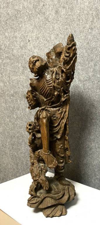 Chine début XIXème  Très importante sculpture en bois exotique figurant un immortel, | Puces Privées