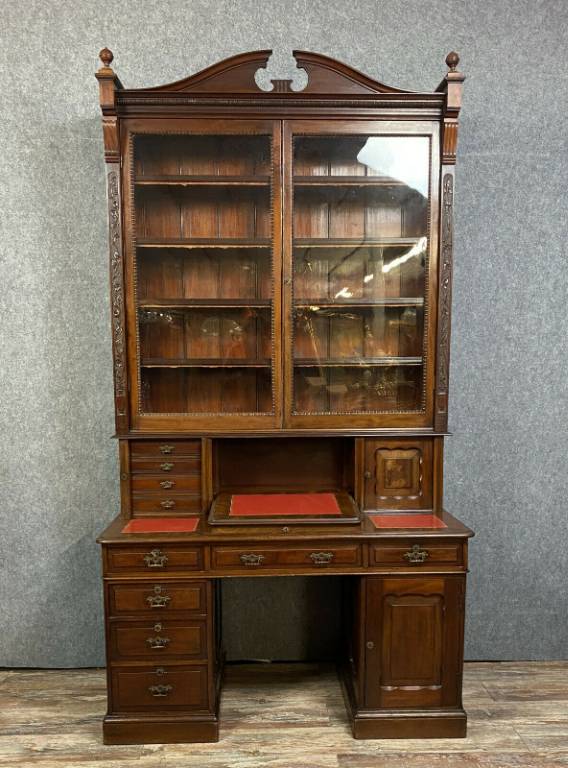 Splendide bureau bibliothéque a fonctions multiples époque Napoléon III en acajou | Puces Privées