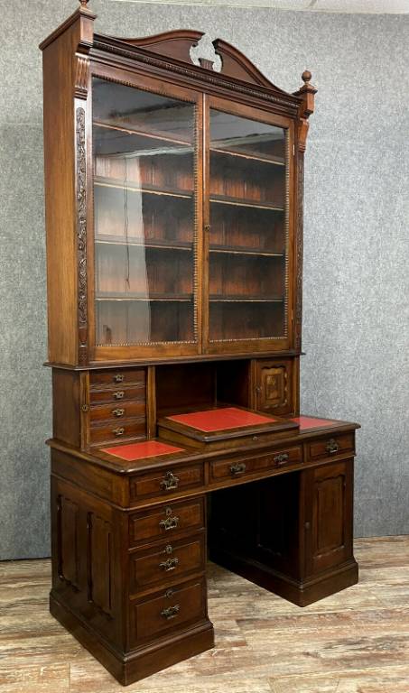 Splendide bureau bibliothéque a fonctions multiples époque Napoléon III en acajou | Puces Privées