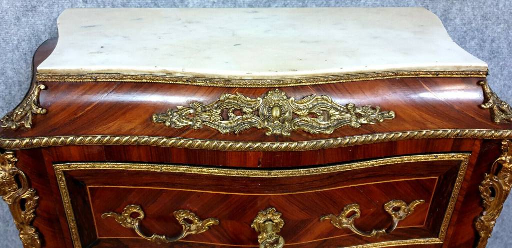 Majestueux secrétaire de Dame galbé époque Napoléon III en faux semblant de semainier en marqueterie vers 1850 | Puces Privées
