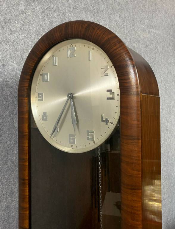 horloge régulateur de parquet époque Art Déco en ronce de noyer | Puces Privées