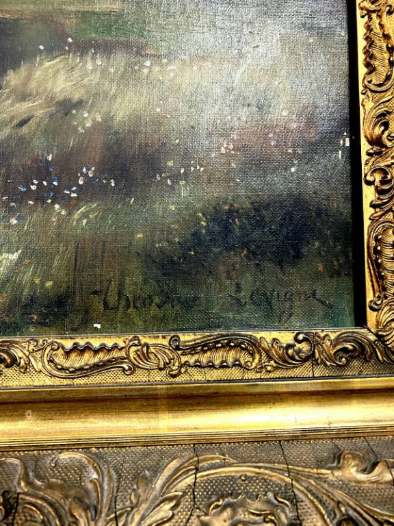 Théodore LÉVIGNE (1848-1912) grande huile sur toile figurant un paysage lacustre | Puces Privées