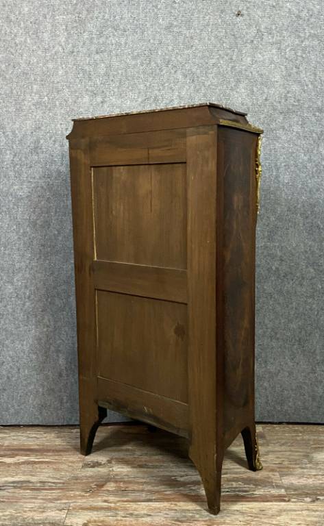 Magnifique secrétaire galbé époque Napoléon III en marqueterie de bois précieux vers 1850 | Puces Privées