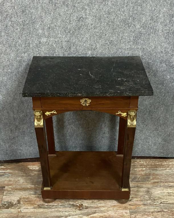 Magnifique console écritoire Parisienne a cariatides époque Empire en acajou vers 1810. | Puces Privées