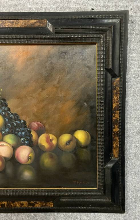 École Italienne XXeme - grande Huile sur toile figurant une nature morte aux fruits signée Piero NARDI (1938) | Puces Privées