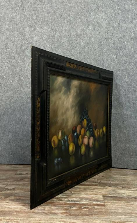 École Italienne XXeme - grande Huile sur toile figurant une nature morte aux fruits signée Piero NARDI (1938) | Puces Privées