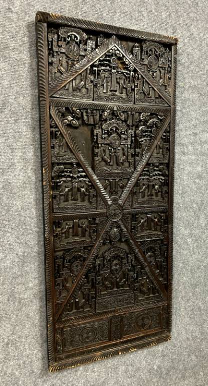 Asie XIXeme  Rare paire de grands panneaux de boiserie en bois exotique entièrement sculptés | Puces Privées