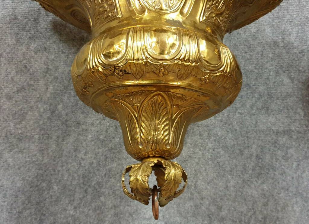 Rare pendant de lustres d’église en bronze et laiton doré époque Napoléon III | Puces Privées