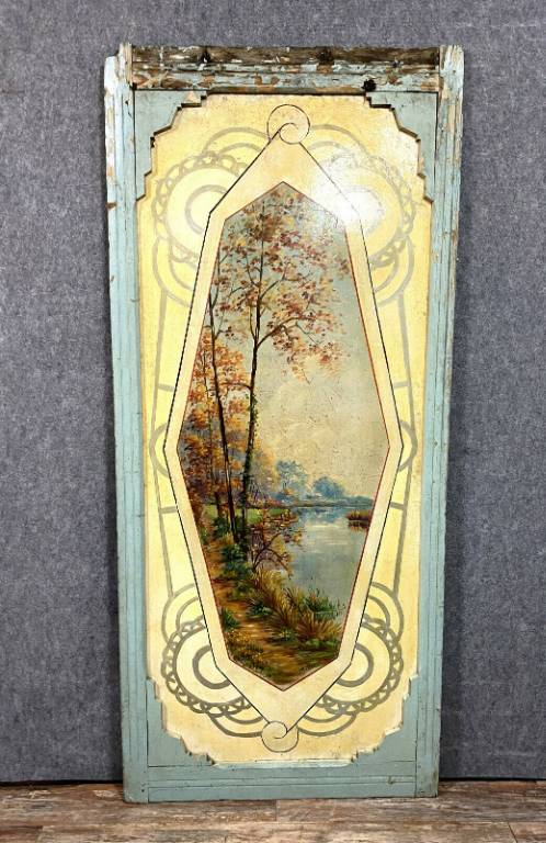 Rare série de 5 grands panneaux de ciel de Carrousel ( manège de chevaux ) époque Art Nouveau | Puces Privées