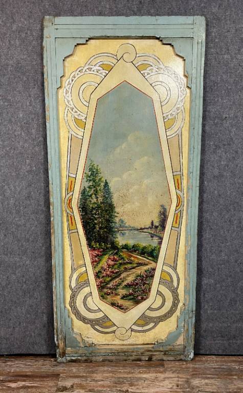 Rare série de 5 grands panneaux de ciel de Carrousel ( manège de chevaux ) époque Art Nouveau | Puces Privées