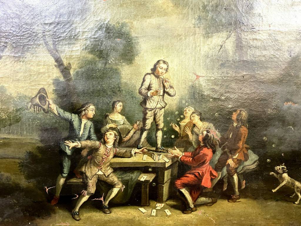 Très Rare élément d'architecture  panneau de boiserie en huile sur toile vers 1760 | Puces Privées