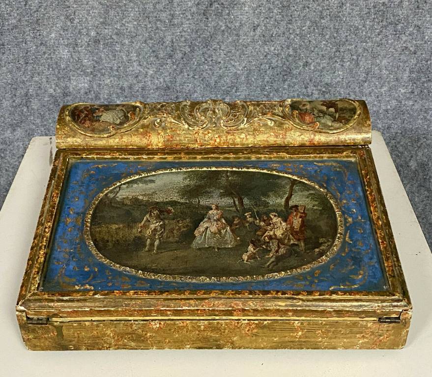 Très rare écritoire de voyage époque consulat en bois laqué et doré vers 1795 | Puces Privées