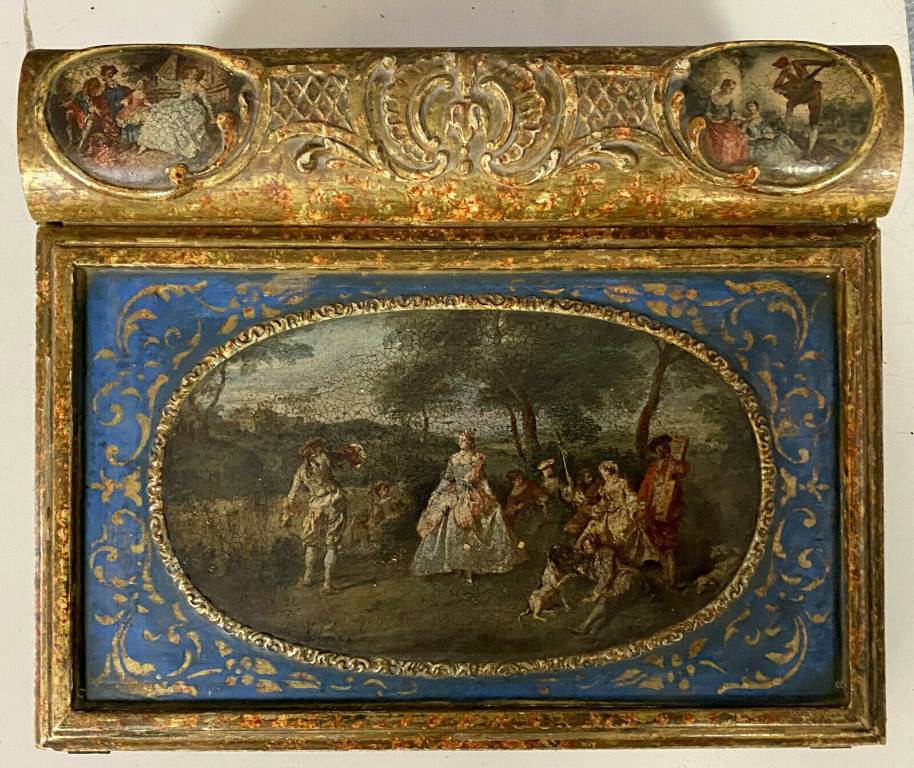 Très rare écritoire de voyage époque consulat en bois laqué et doré vers 1795 | Puces Privées