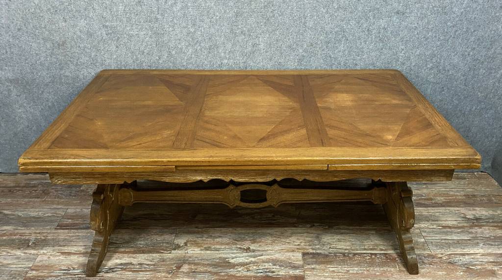 Grande Table a allonges Renaissance En chêne d'Asie brossé et polychromie | Puces Privées