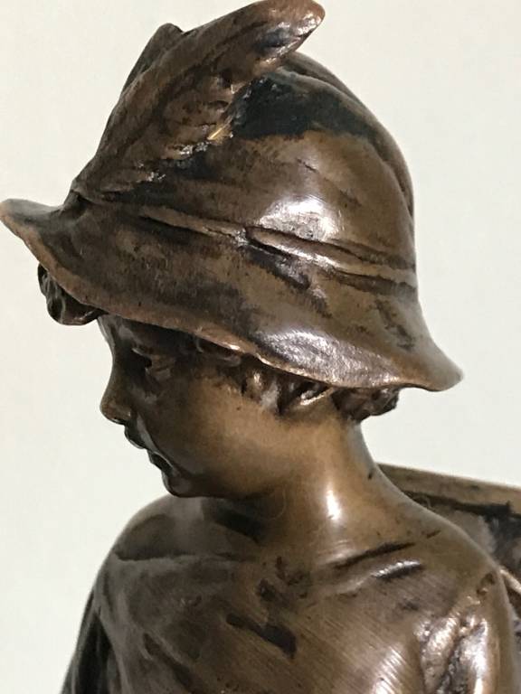 Figurine en bronze - enfant - écolier | Puces Privées