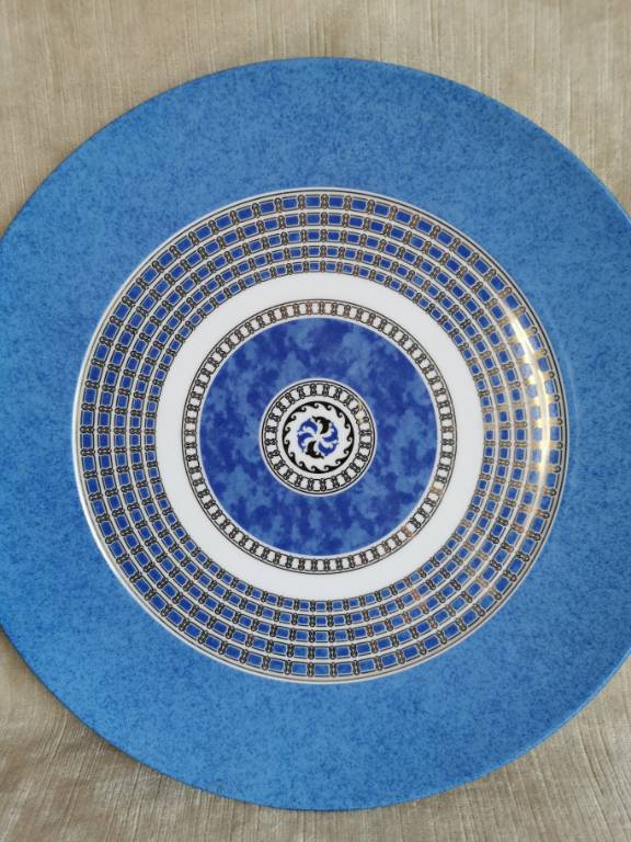 No - 473 - assiette - plat de Christofle porcelaine , modèle Océana Bleu Byxance diamètre 31,3 cm | Puces Privées