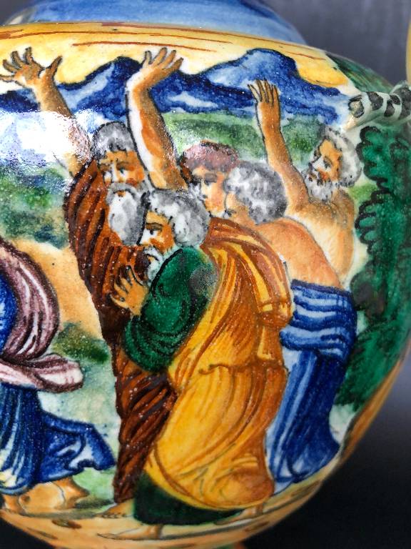 ANCIEN VASE FAIENCE MAJOLIQUE ITALIE STYLE RENAISSANCE urbino 19th | Puces Privées