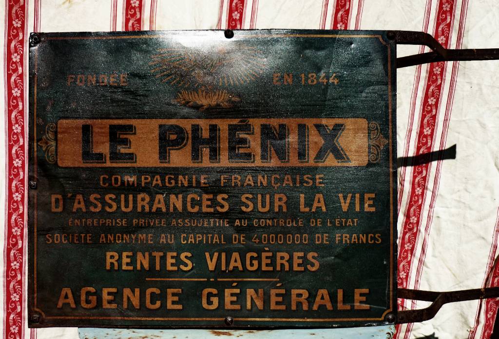 Enseigne murale Plaque en tôle ASSURANCES PHENIX-ACCIDENTS | Puces Privées