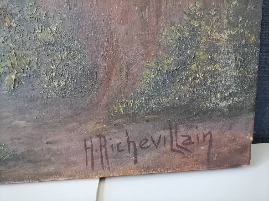 Huile sur toile, palmeraie signé H. Richevillain | Puces Privées