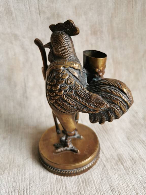 No - 498 - Bronze animalier ancien , coq pyrogène vers 1900 | Puces Privées