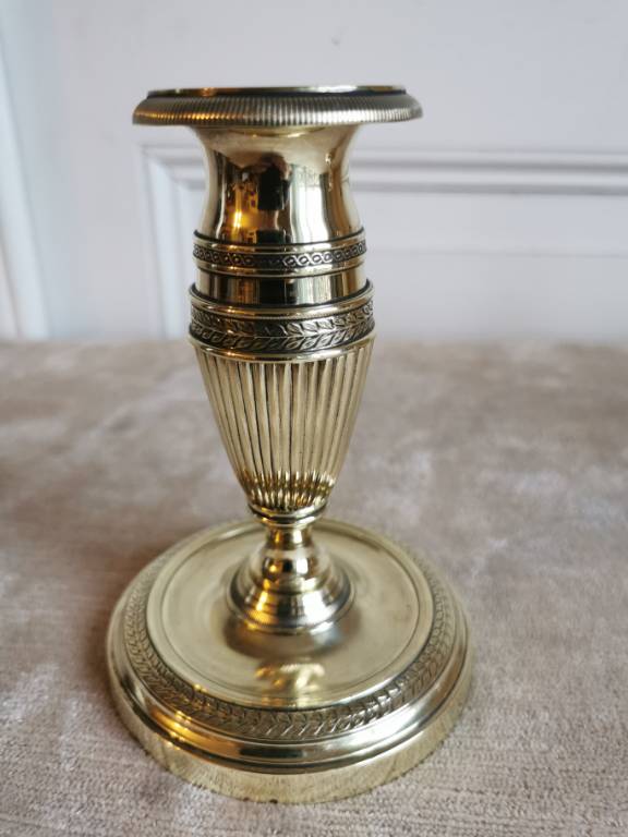 No - 506 - Paire de bougeoirs Directoire en bronze poli d'époque 19 ème | Puces Privées
