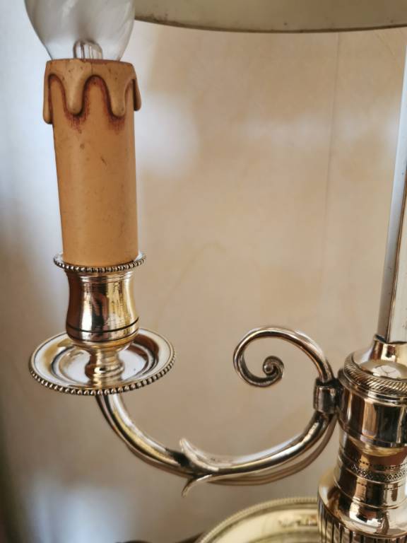 No - 509 - Lampe bouillotte en bronze , style Empire à trois branches XXe | Puces Privées