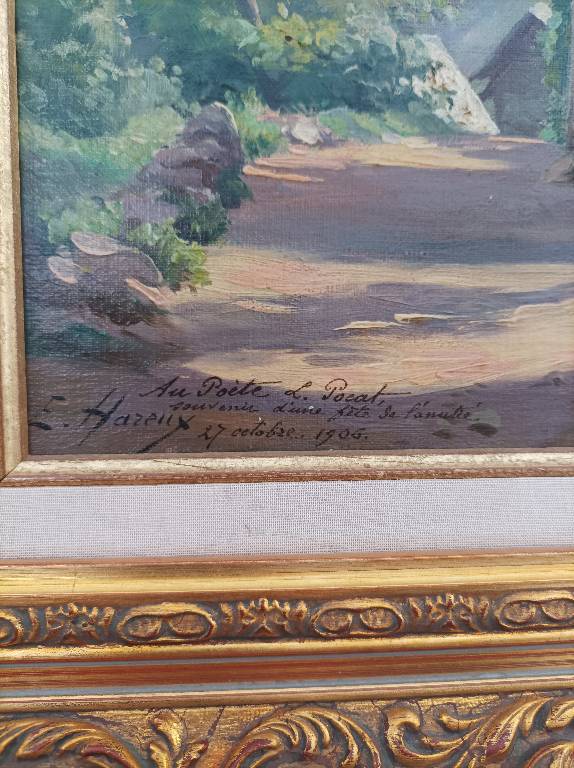 Ernest Victor Hareux (1847-1909) Huile sur toile Une rue à Venosc, Isère 1906 | Puces Privées