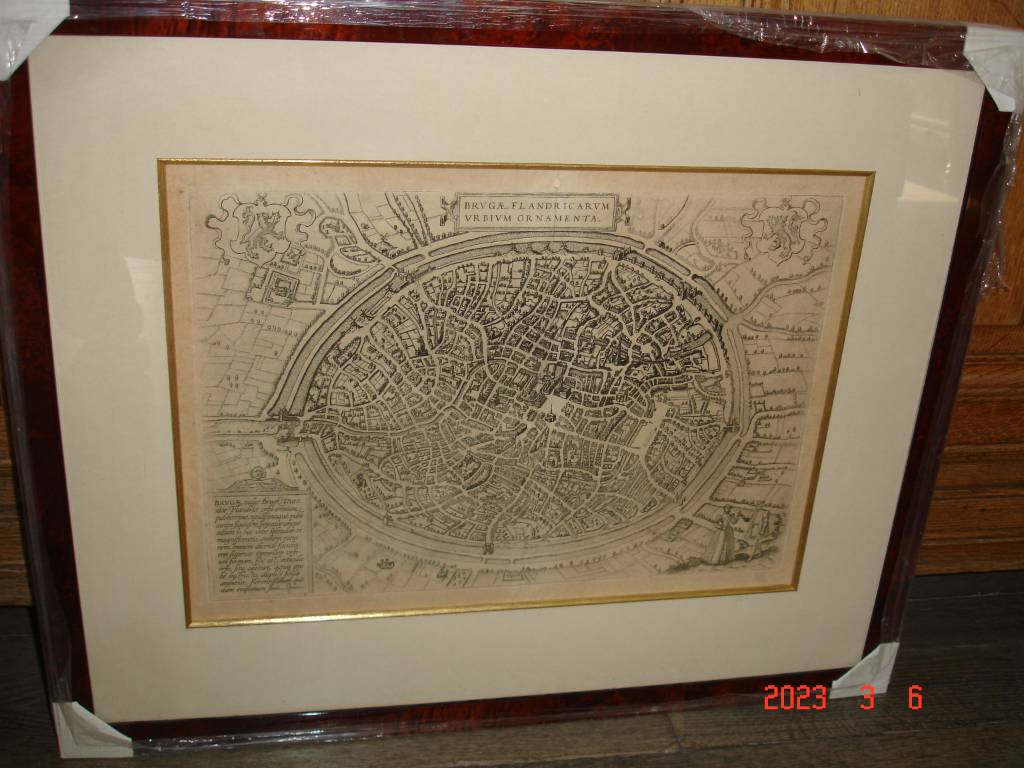ancienne carte géographique de Brugge de 1580 | Puces Privées