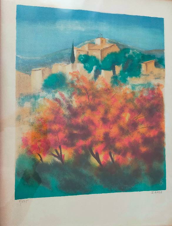 Paysage de provence lithographie signée Victor Zarou (1930-2013) cachet D.O.A | Puces Privées