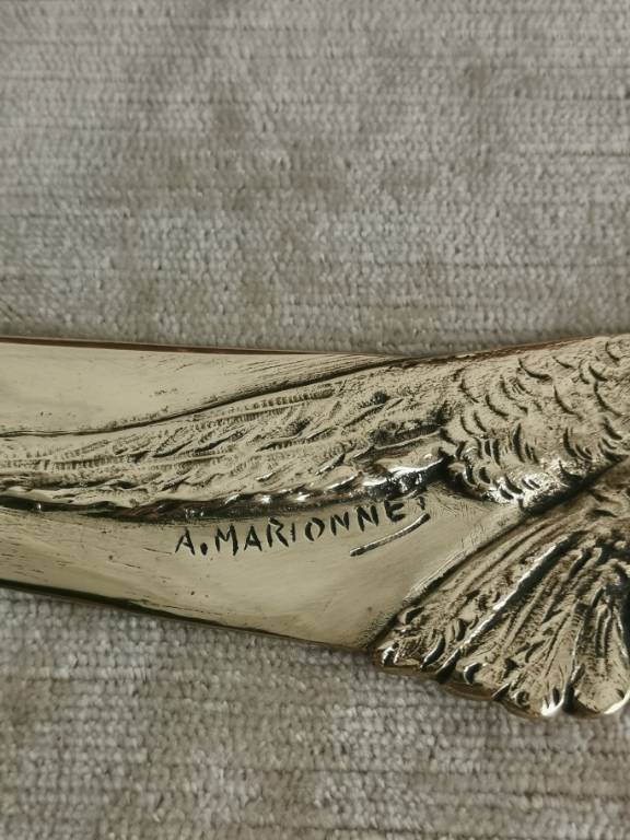 No - 517 -   Coupe papier à l'aigle en bronze poli signé A . Marionnet  1852 - 1910 | Puces Privées