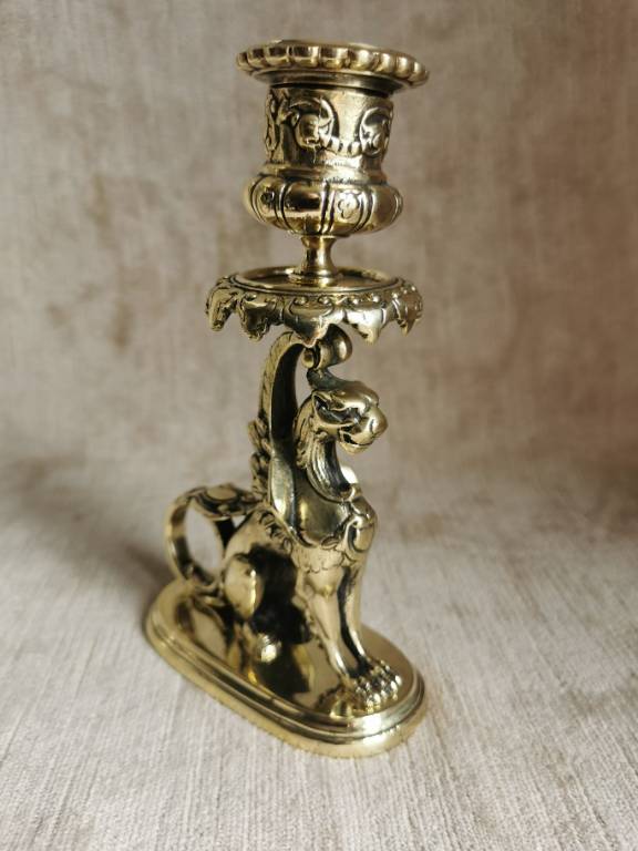 No - 524 -  Bougeoir à main Néo - Renaissance en bronze | Puces Privées