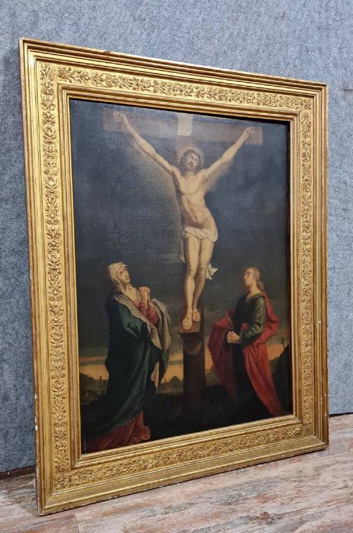 École Française du XIXeme : Grand tableau représentant la Crucifixion vers 1830 | Puces Privées