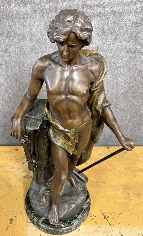 V. CONSTANT : grande statue époque Napoléon III en régule patine médaille (h67cm) | Puces Privées