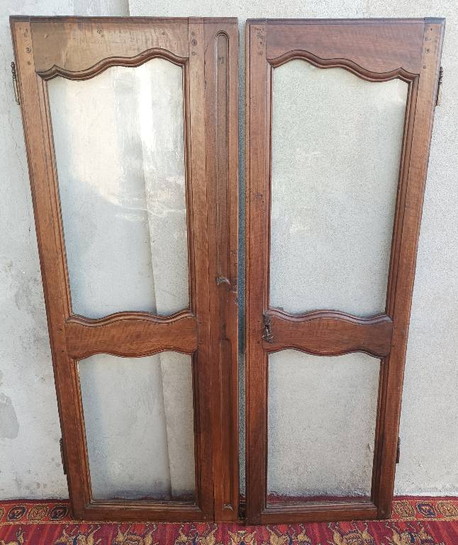 Paire de portes vitrées de bibliothèque style Louis XV | Puces Privées