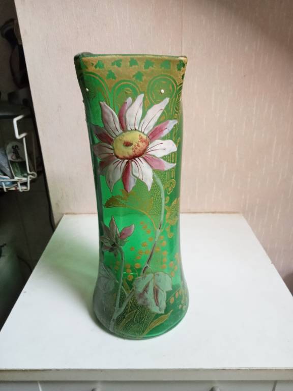 vase emaillé  legras 1900 hauteur 28 cm vert | Puces Privées