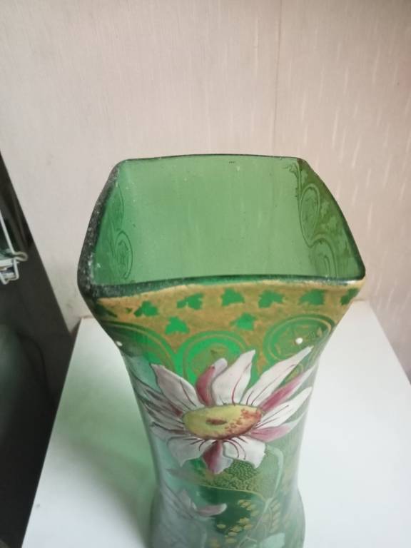 vase emaillé  legras 1900 hauteur 28 cm vert | Puces Privées