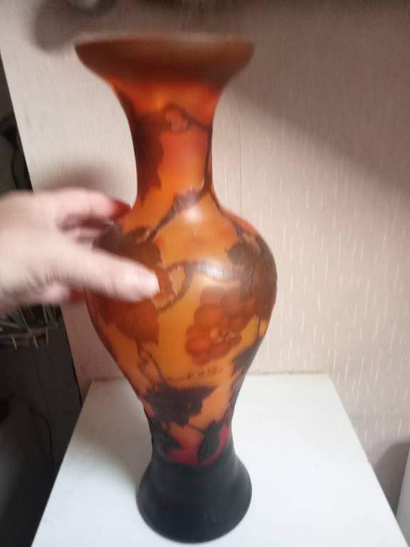 vase ancien balustre dans le gout de Gallé hauteur 41,5 cm | Puces Privées