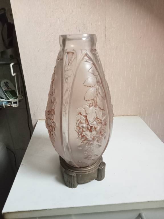 vase lampe ancien glycine signé Daillet hauteur 26,5 cm | Puces Privées