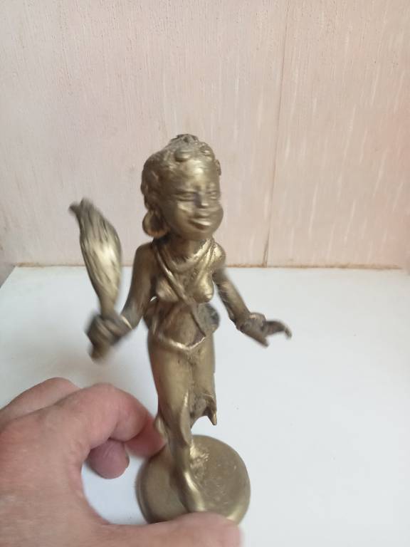statuette en bronze doré art africain hauteur 17 cm | Puces Privées