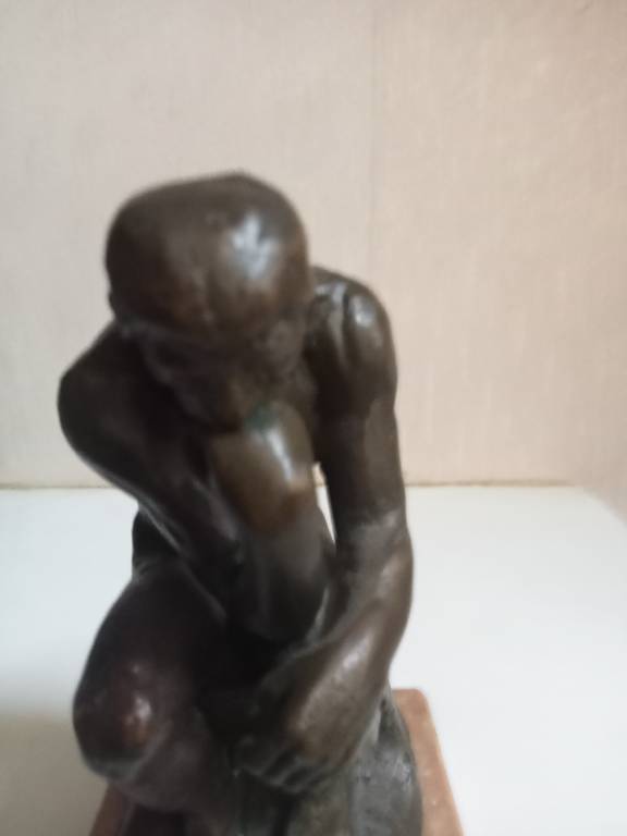 reproduction bronze Le penseur de Rodin sur socle en marbre hauteur 15 cm | Puces Privées