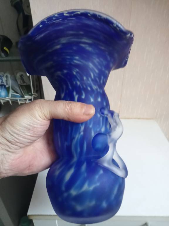vase ancien en pate de verre art verrerie de toul hauteur 24 cm diamètre 18 cm | Puces Privées