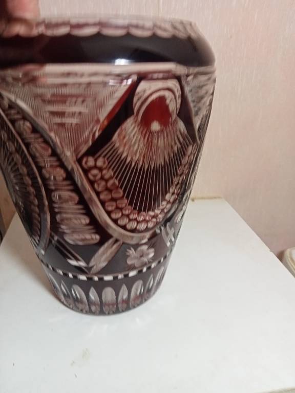 Vase imposant ancien en cristal de boheme hauteur 25 cm diamètre 18 cm | Puces Privées