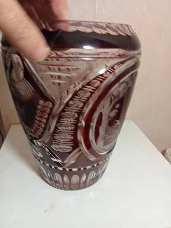 Vase imposant ancien en cristal de boheme hauteur 25 cm diamètre 18 cm | Puces Privées